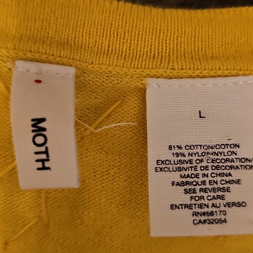 Anthropologie Moth Abuzz Bee Cardigan Sweater, Crochet Bumblebees, Yellow, Large - Picture 8 of 8